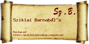 Sziklai Barnabás névjegykártya